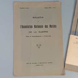 LOT DE 3 BULLETINS DE L'ASSOCIATION NATIONALE DES MUTILES DE LA GUERRE FEVRIER 1916 ET AVRIL 1917